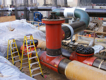 View of mechanical services equipment on an ECS job site